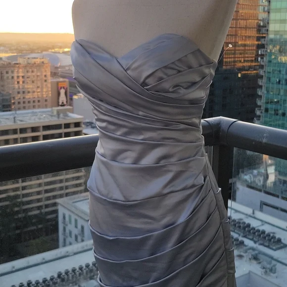 David's Bridal Bridesmaid Charmeuse Draped Strapless Dress - Size 4 Check Photos - Picture 6 of 15